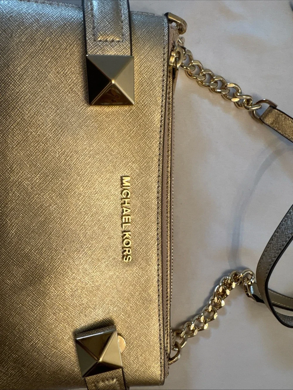 Michael Kors Metallic Gold Crossbody with Chain Strap